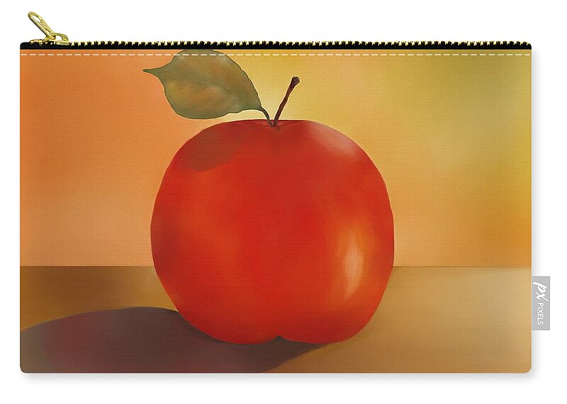 One Red Apple Zip Pouch featuring the digital art One Red Apple by Yvonne Johnstone