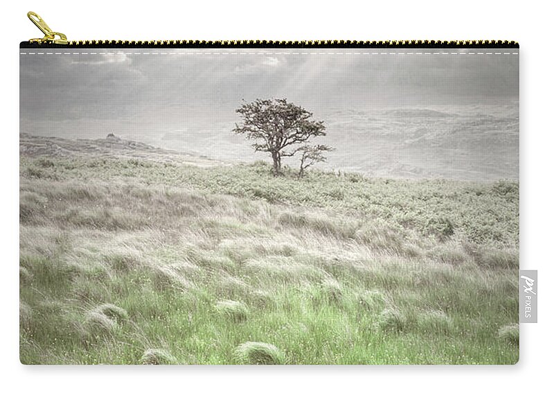 Clouds Zip Pouch featuring the photograph One Tree in the Soft Irish Mist by Debra and Dave Vanderlaan