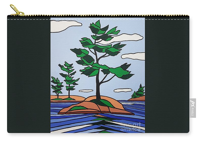 Landscape Zip Pouch featuring the painting One Two Three by Petra Burgmann