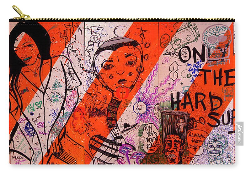 Mural Zip Pouch featuring the painting Only The Hard Survive mural by Bobby Zeik