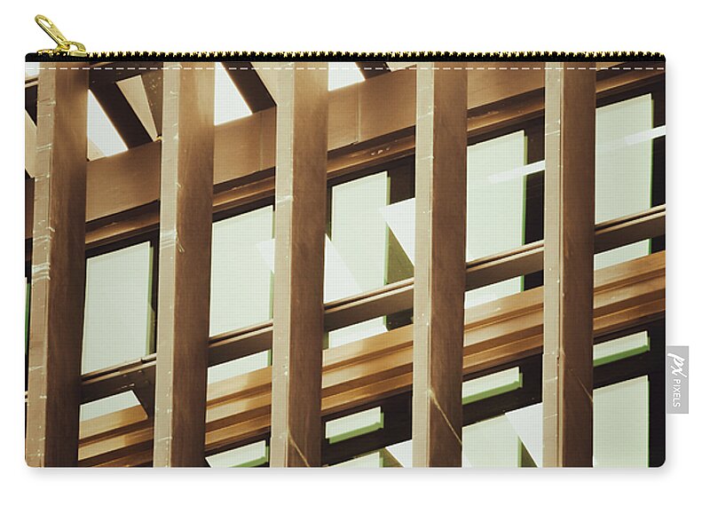 Abstract Zip Pouch featuring the photograph Onward and Upward Wood Tones by Christi Kraft