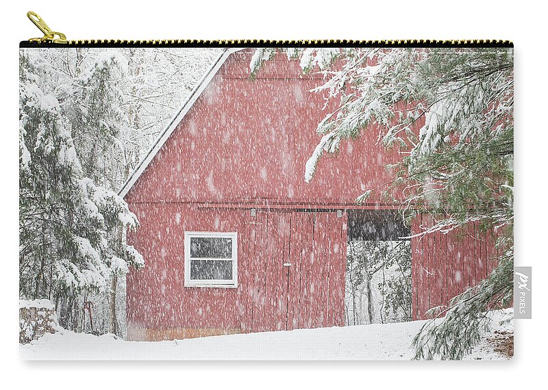 2017 Zip Pouch featuring the photograph Open Door Barn in Snow by Charles Floyd