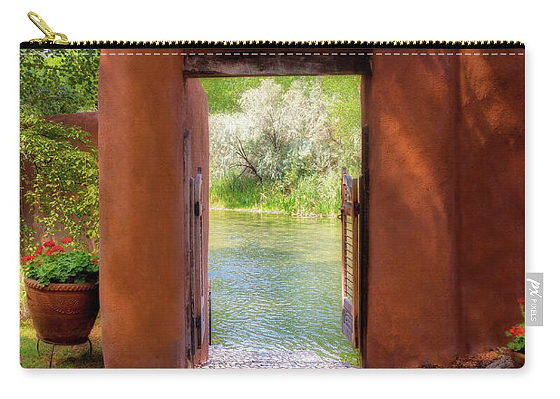 Taos Zip Pouch featuring the photograph Open Door to the Rio Grande by Elijah Rael