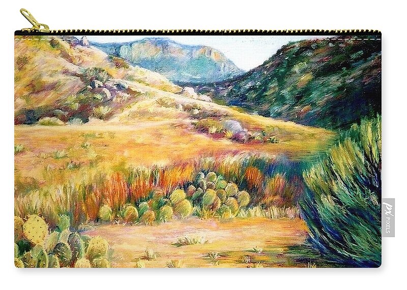 Landscape Zip Pouch featuring the pastel Open Space East of Albuquerque by Marian Berg