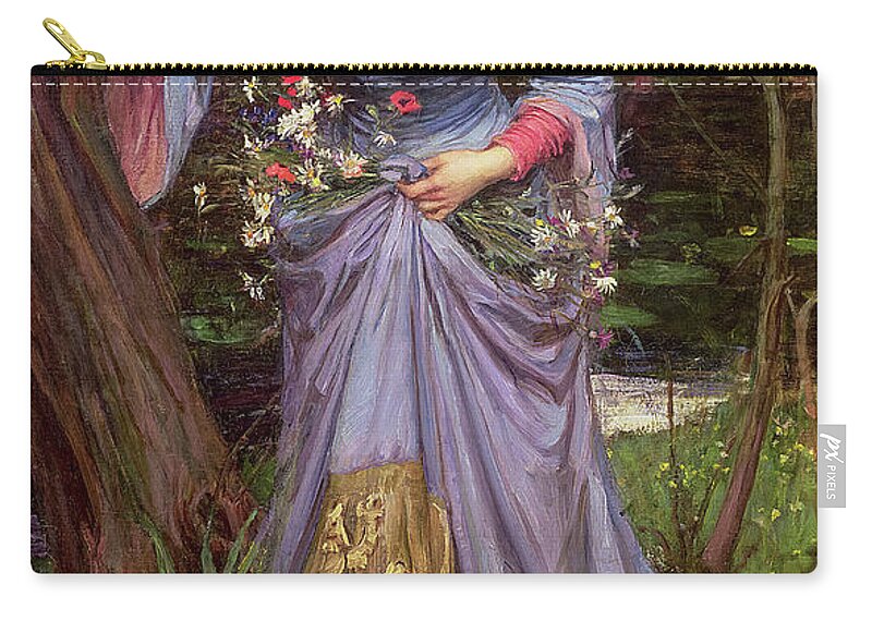 John William Waterhouse Zip Pouch featuring the painting Ophelia, 1910 by John William Waterhouse