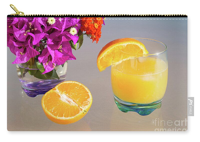 Orange Carry-all Pouch featuring the photograph Orange and tangerine fruit juice in the sunshine by Adriana Mueller