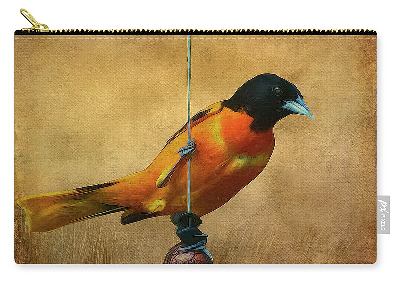 Songbird Zip Pouch featuring the photograph Orange Bird by Cathy Kovarik