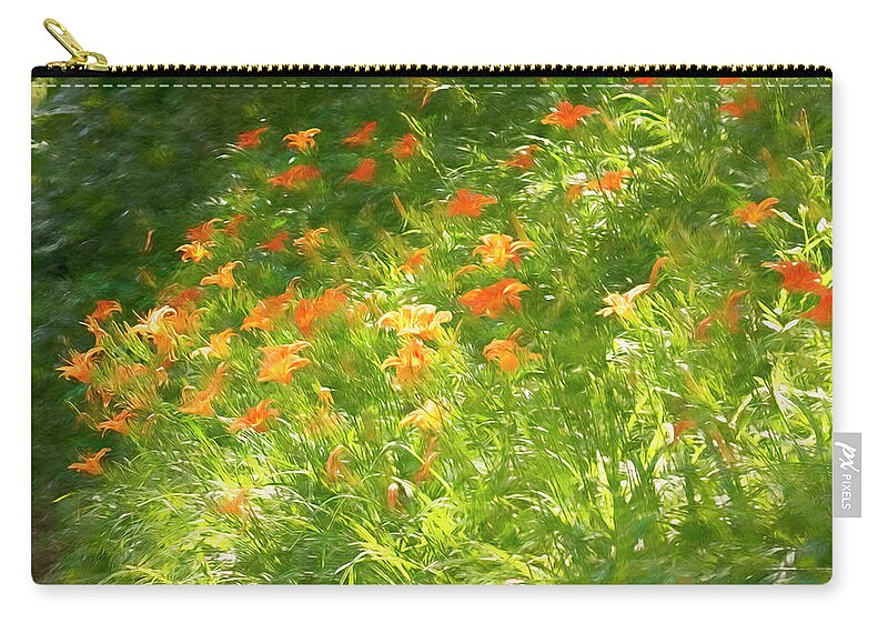 Daylilies In The Sun Zip Pouch featuring the photograph Daylilies In The Sun by Bellesouth Studio