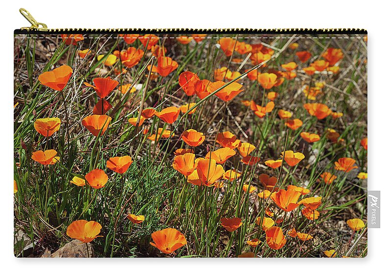 Los Olivos Zip Pouch featuring the photograph Orange Fireworks by Ryan Huebel