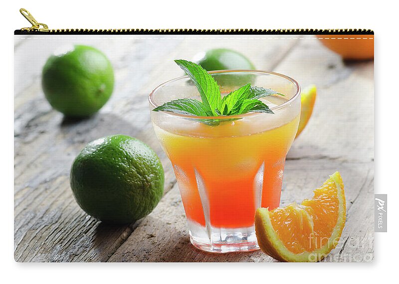 Cocktail Zip Pouch featuring the photograph Orange fruit cocktail by Jelena Jovanovic