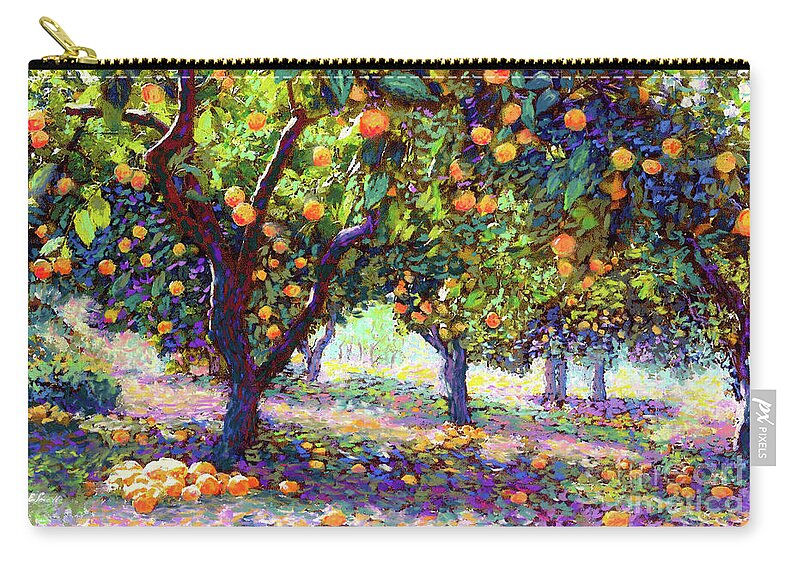 Landscape Zip Pouch featuring the painting Orange Grove of Citrus Fruit Trees by Jane Small