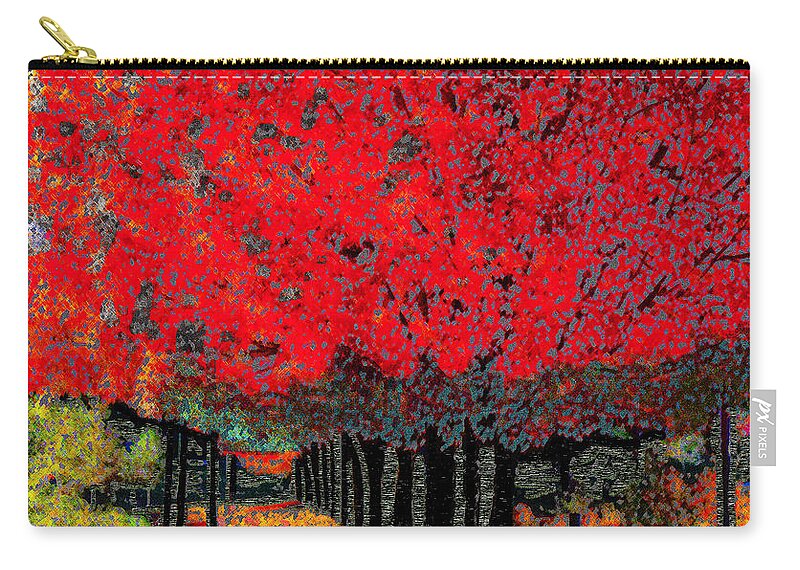 Asheville Carry-all Pouch featuring the digital art Orange Mountain Tree by Rod Whyte
