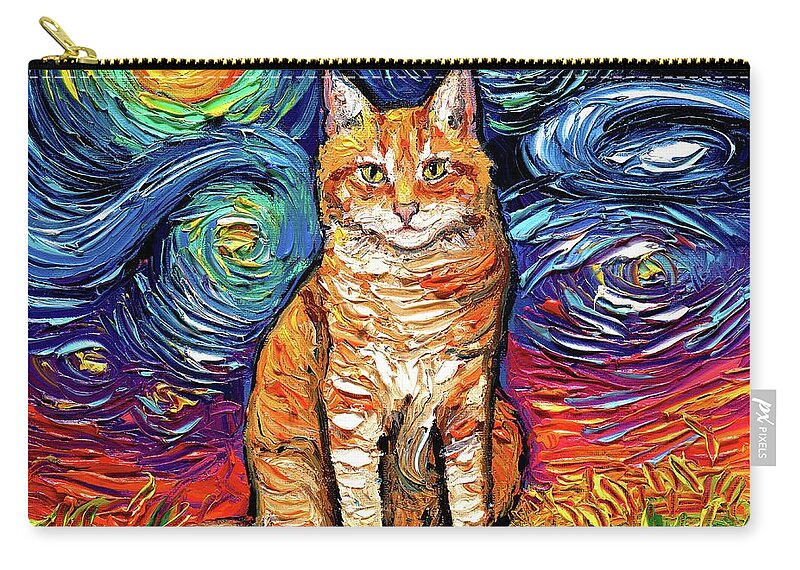 Orange Tabby Carry-all Pouch featuring the painting Orange Tabby Seated by Aja Trier