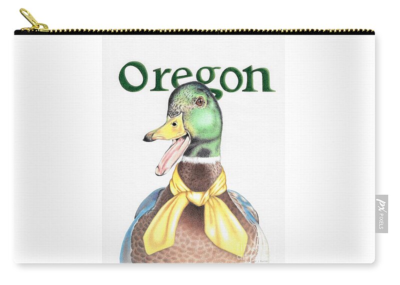 Oregon Carry-all Pouch featuring the drawing Oregon Duck by Karrie J Butler