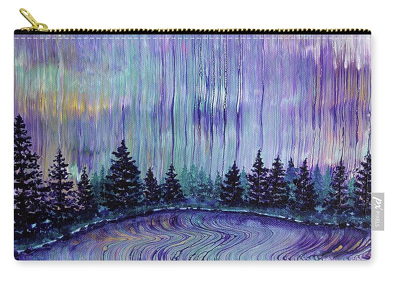 Oregon Zip Pouch featuring the painting Oregon Purple Rain by Laura Iverson