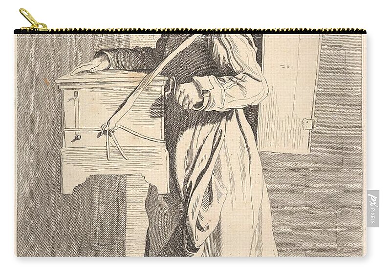 Vintage Zip Pouch featuring the painting Organ Grinder Anne Claude Philippe by MotionAge Designs