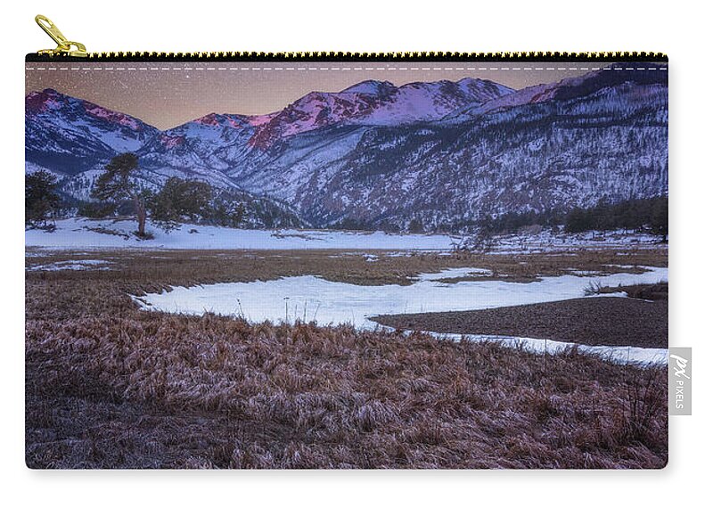 Rocky Mountains Zip Pouch featuring the photograph Orion over Moraine Park by Darren White