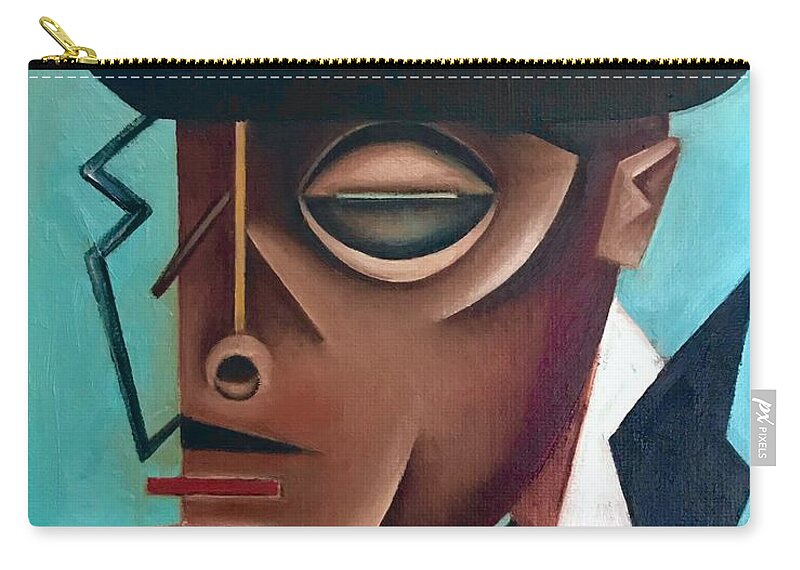Jazz Carry-all Pouch featuring the painting Osby/ Jazz- Last Hat of Mr. Gutterman by Martel Chapman