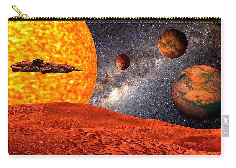 Digital Scifi Zip Pouch featuring the digital art Other Worlds by Bob Shimer