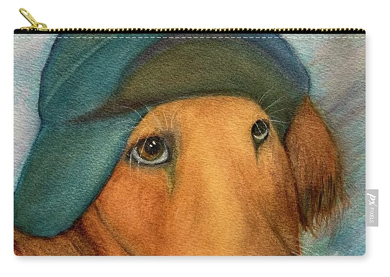 Dog Zip Pouch featuring the painting Our Funny Boone by Sue Carmony