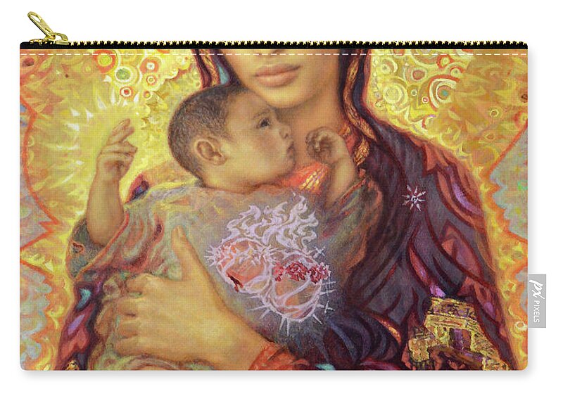 Our Lady Zip Pouch featuring the painting Our Lady of Kibeho by Smith Catholic Art
