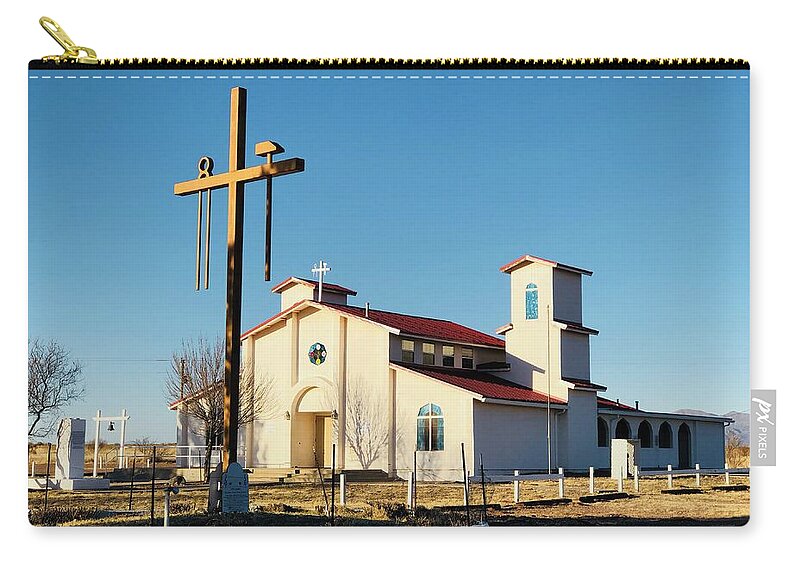 Church Zip Pouch featuring the photograph Our Lady of La Salette Mission by Tatiana Travelways