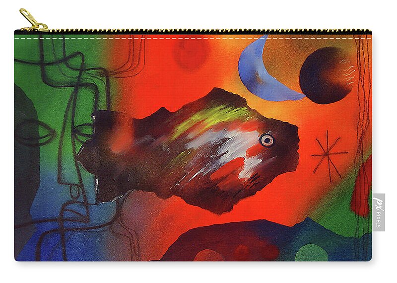 African Zip Pouch featuring the painting Out Of The Deep by Winston Saoli 1950-1995