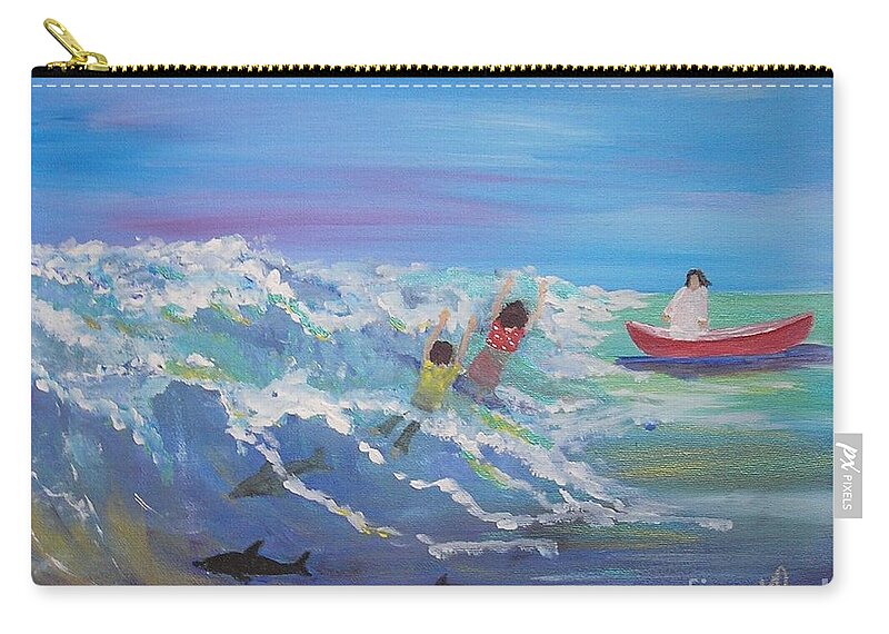 Out Of The Storm Zip Pouch featuring the painting Out of the Storm by Karen Jane Jones
