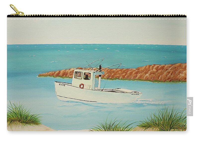 Seascape Zip Pouch featuring the painting Outbound by Terry Frederick