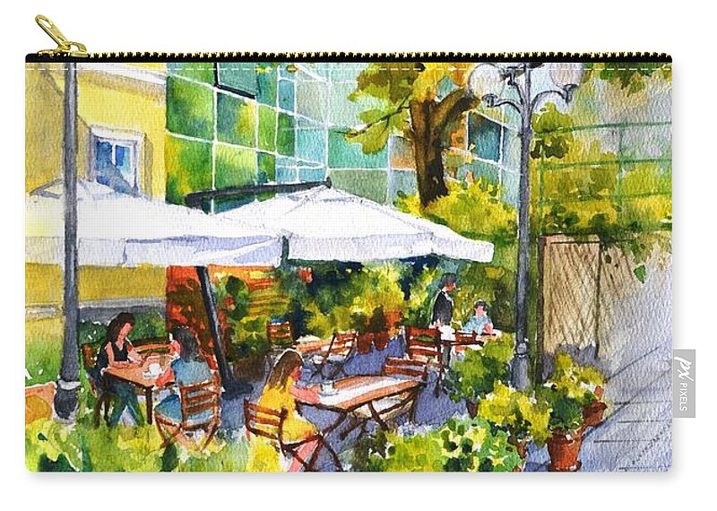 Coffee Zip Pouch featuring the painting Outdoor Cafe #5 by Betty M M Wong