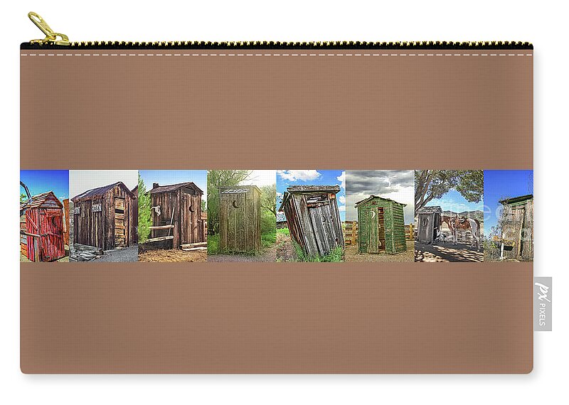 Outhouse Zip Pouch featuring the photograph Outhouses Color Skinny Collection by Don Schimmel
