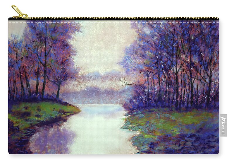 Peaceful Art Zip Pouch featuring the painting Over the Rainbow by Lisa Crisman