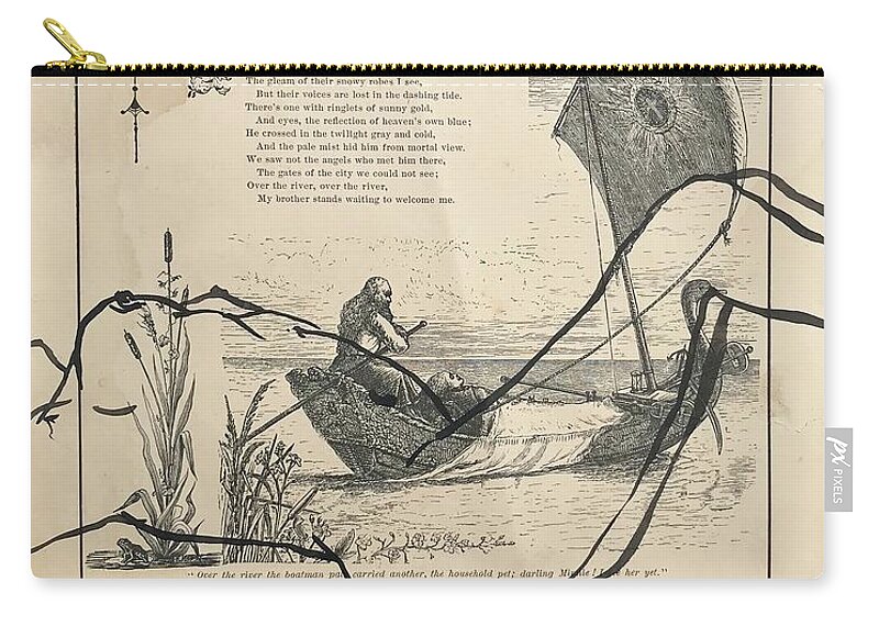 Sumi Ink Zip Pouch featuring the drawing Over the River by M Bellavia