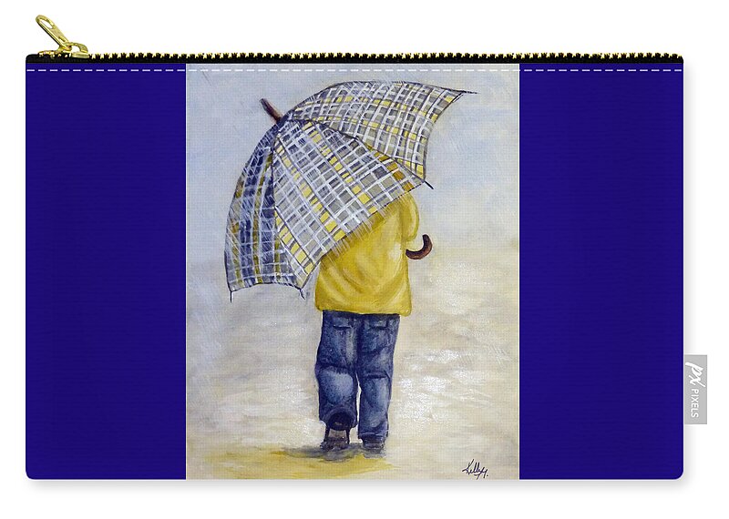 Rain Zip Pouch featuring the painting Oversized Umbrella by Kelly Mills