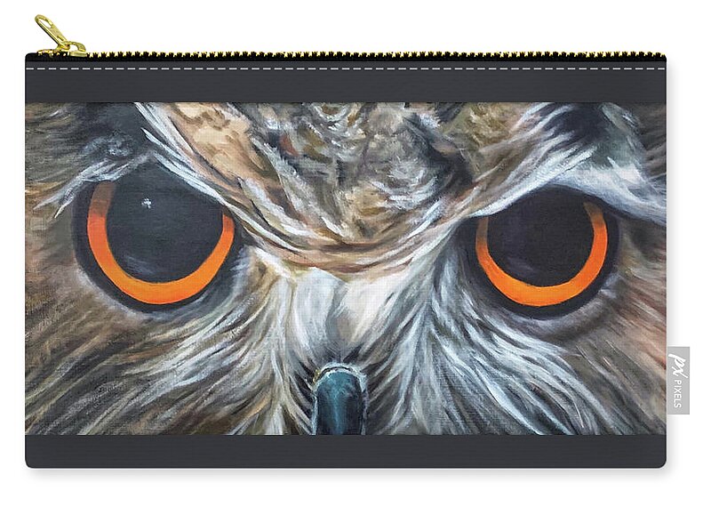 Owl Zip Pouch featuring the painting Owl Eyes by Tracy Hutchinson