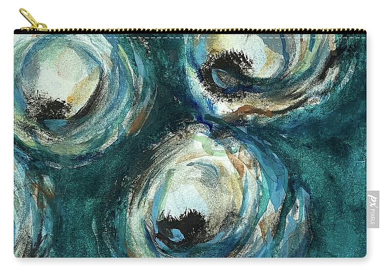Louisiana Seafood Zip Pouch featuring the painting Oysters in Teal by Francelle Theriot
