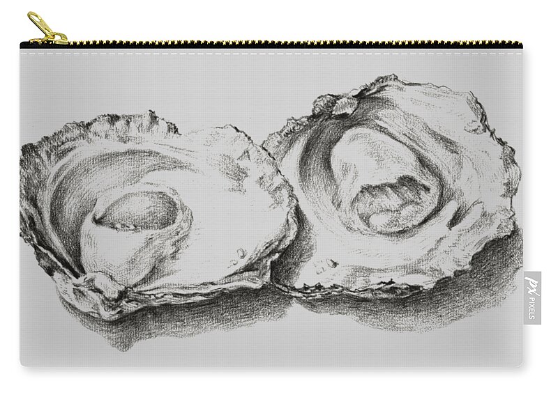 Animal Zip Pouch featuring the painting Oysters White by Tony Rubino