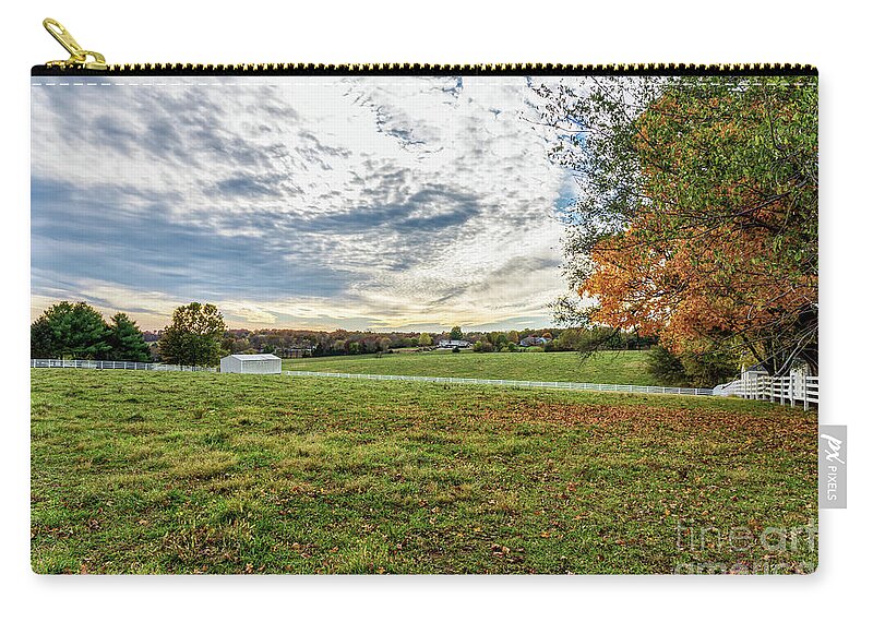 Country Zip Pouch featuring the photograph Ozarks Hilly Farm Sunset by Jennifer White