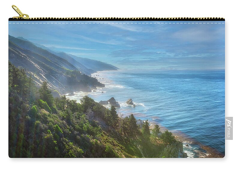 Big Sur Zip Pouch featuring the photograph Pacific Ocean Coastline in Big Sur California by Jennifer Rondinelli Reilly - Fine Art Photography