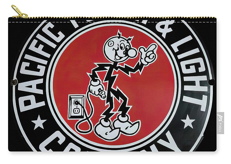Pacific Power Zip Pouch featuring the photograph Pacific power and light vintage sign by Flees Photos