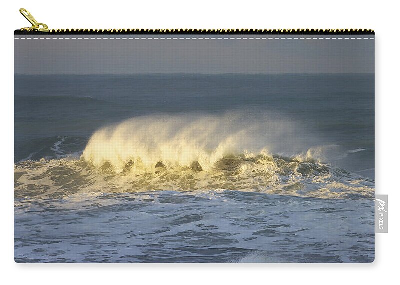 Pacific Wave Zip Pouch featuring the digital art Pacific Wave In The Morning Sun And Wind by Tom Janca