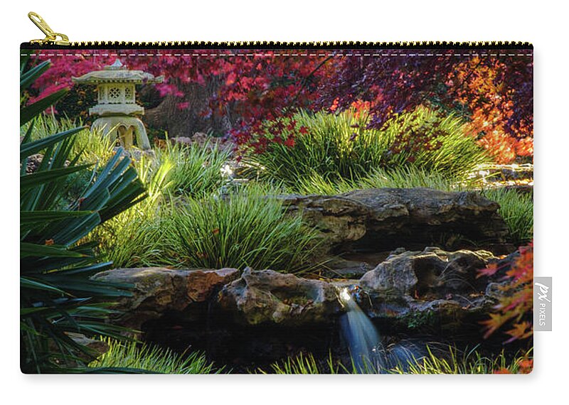 Waterfalls Zip Pouch featuring the photograph Pagoda Falls by Johnny Boyd
