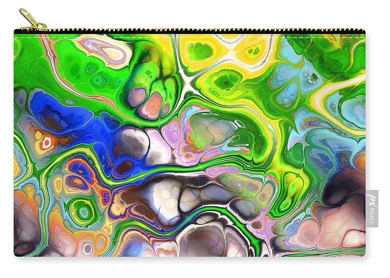 Colorful Carry-all Pouch featuring the digital art Paijo - Funky Artistic Colorful Abstract Marble Fluid Digital Art by Sambel Pedes