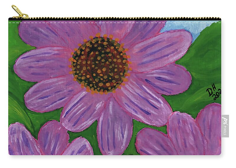 Pink Zip Pouch featuring the painting Painted Daisies by D Hackett
