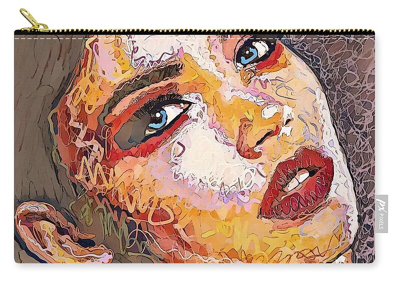Woman Zip Pouch featuring the digital art Painted Face by Sol Luckman