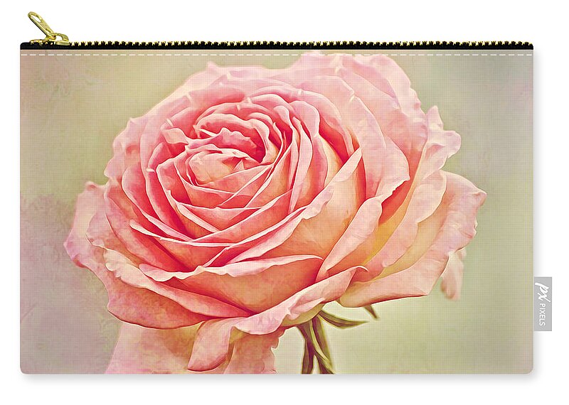 Rose Zip Pouch featuring the photograph Painted Pink Antique Rose by Gaby Ethington