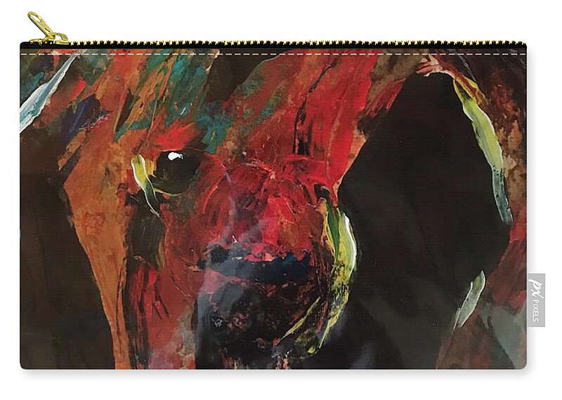 Horse Zip Pouch featuring the painting Painted Pony by Elaine Elliott