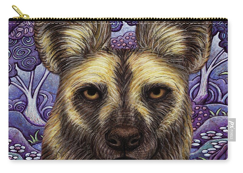 African Wild Dog Zip Pouch featuring the painting Painted Wolf Lagoon by Amy E Fraser