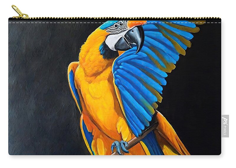 Colorful Zip Pouch featuring the painting Painting Lovely Parrot colorful parrot bird anima by N Akkash