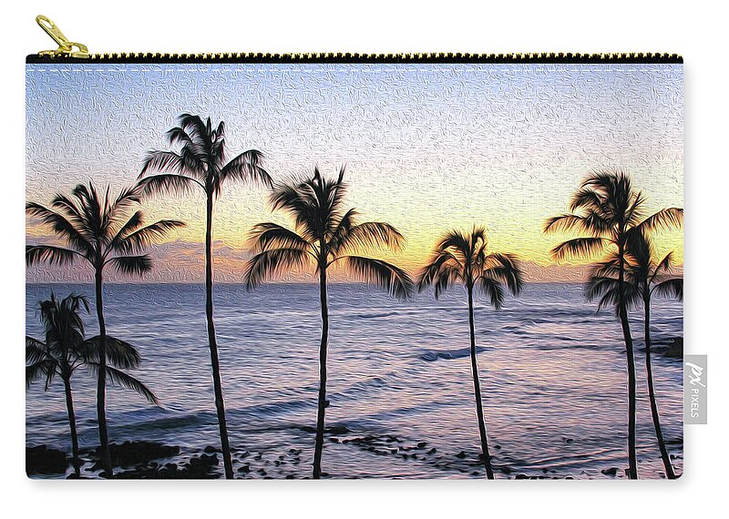 Hawaii Zip Pouch featuring the photograph Painting of Poipu Palms by Robert Carter